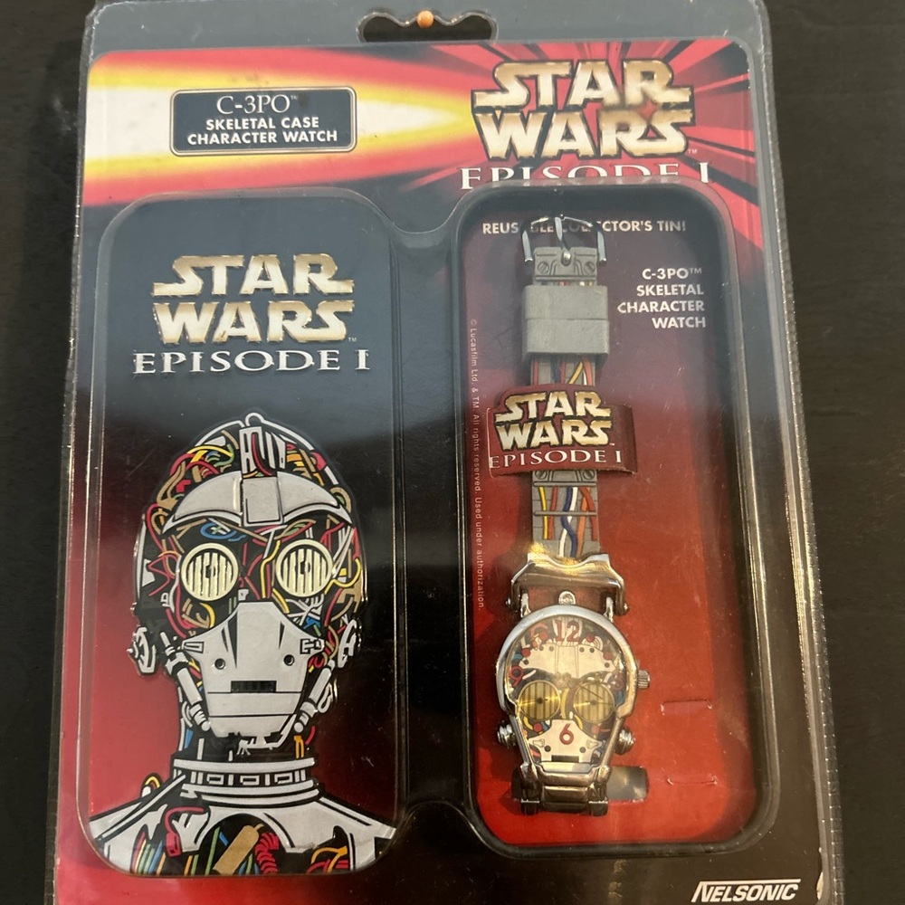 Star Wars Episode I C-3PO Skeletal Case Watch with Red and Silver Accents